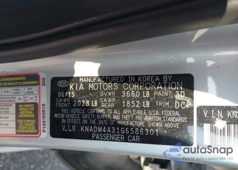 2016 Kia Rio Lx from USA, damaged, VIN KNADM4A31G6586301